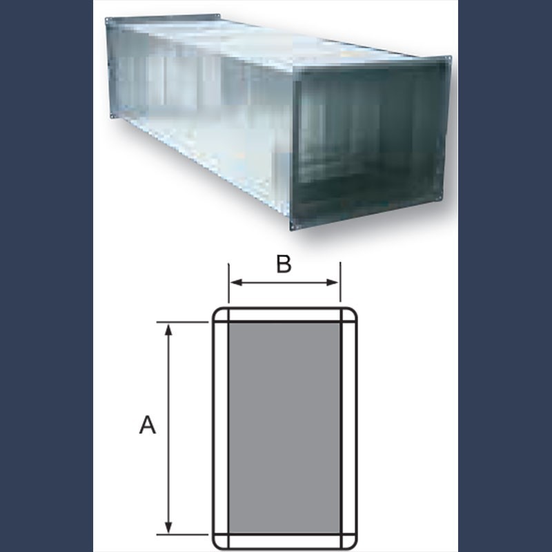 Rectangular straight galvanized duct for ventilation networks