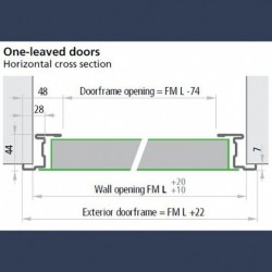 Standard frame on single standard multipurpose door - dimensions sketch